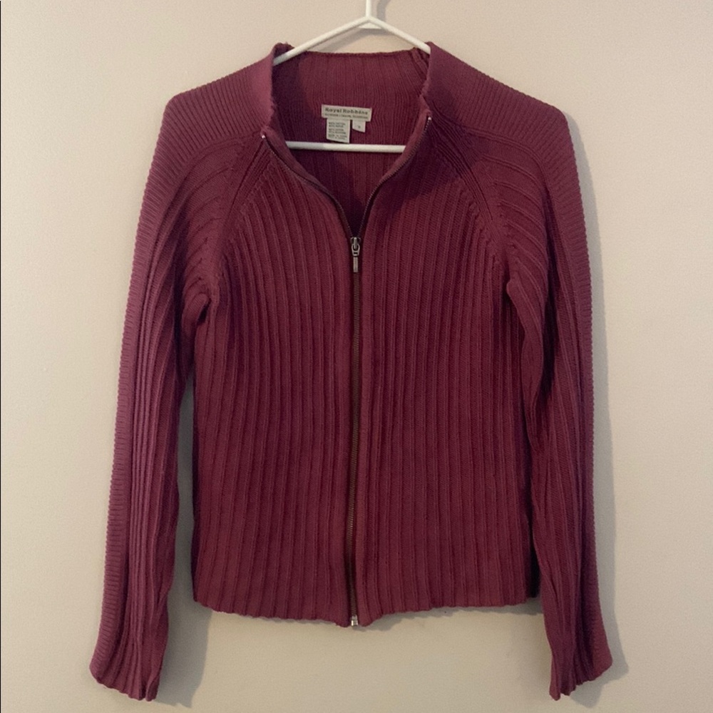 Royal Robbins - Women's Ribbed Zip-Up Sweater - Burgundy Size Small